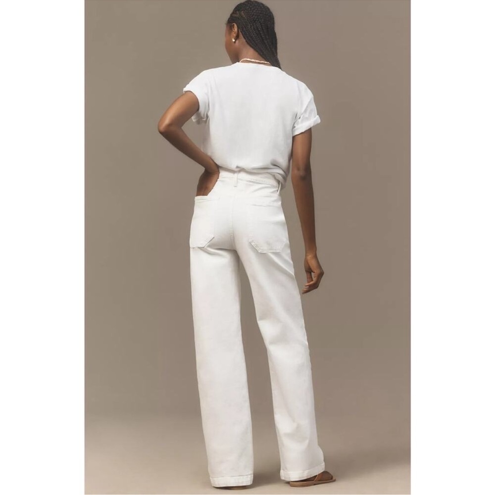 MOTHER Superior The Stud Finder Sneak Wide-Leg Jeans White Totally Innocent 28 - Picture 4 of 17